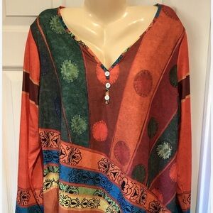 Colorful V-Neck Women's Top